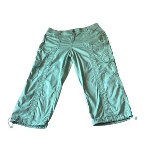 Style & Co Womens Mint Green Cargo Capri Pants Size 12 Drawstring Hem Utility